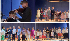 Hegedül Garda Endre és Áron, Verset mondanak az óvodás és iskolás gyerekek