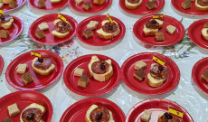 piros, sárga, spanyol, szendvics, tapas, zászló