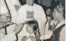 Wolf Dudás Maria Catalina bérmálása 1975. április 25-én,  Mindszenty bíboros Bogotába látogatása alkalmából.