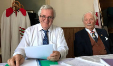 Gerecs Károly és Goór György munka közben