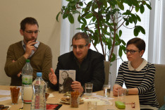 Előadók (balról jobbra): Szalai Viktor, a magyar nyelvű kötet kiadója, Dr. Soós Viktor Attila, a kötet egyik lektora és Dr. Taczman Andrea, a kötet fordítója 