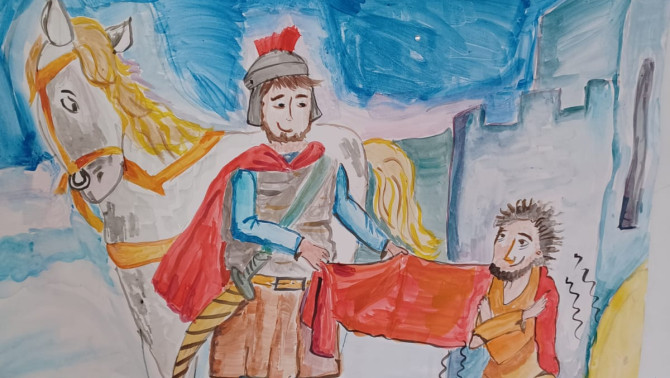 Szent Mártonról készült festmény díszítette a termet